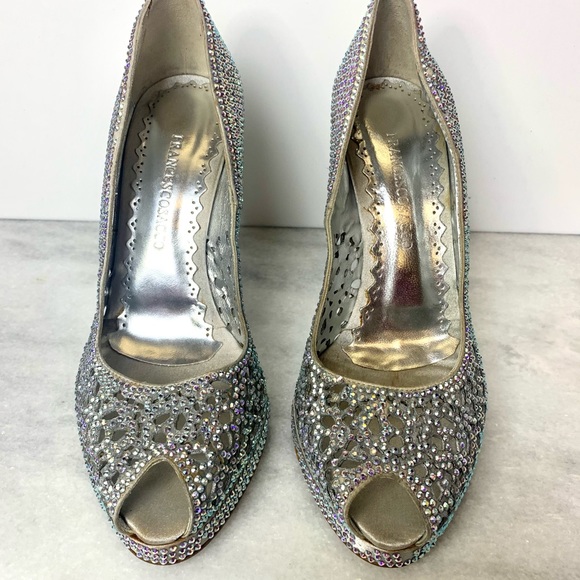 Francesco Sacco Embellished Silver Raso Argento 1811 Pumps - Picture 4 of 16